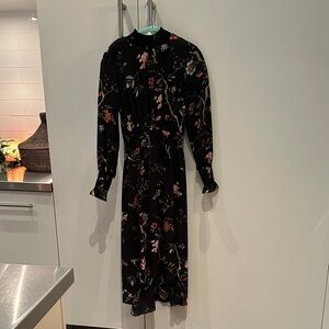 Nanette Lepore Black Floral Long Sleeve Dress